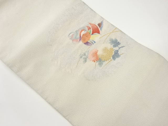 綴れ鴛鴦に菊模様織出し名古屋帯